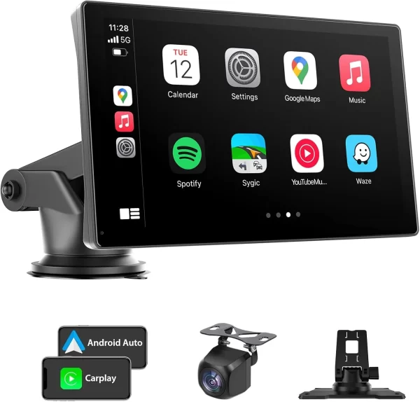 9" Wireless CarPlay & Android Auto Screen - Portable Car Stereo with Backup Camera