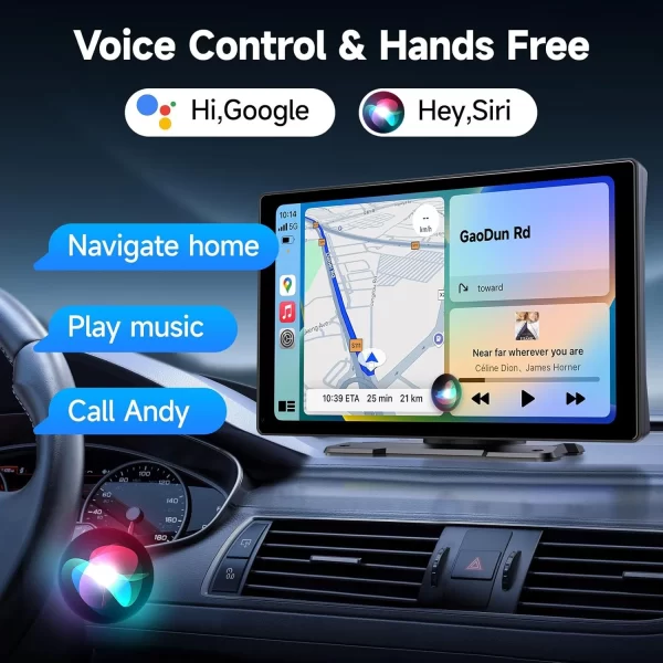 9" Wireless CarPlay & Android Auto Screen - Portable Car Stereo with Backup Camera - Image 4