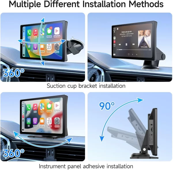 9" Wireless CarPlay & Android Auto Screen - Portable Car Stereo with Backup Camera - Image 8