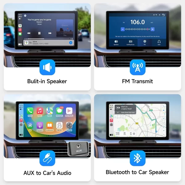 9" Wireless CarPlay & Android Auto Screen - Portable Car Stereo with Backup Camera - Image 6